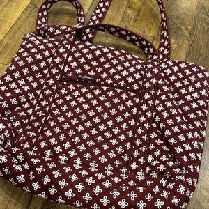 Stylish Vera Bradley Burgundy Patterned Tote Bag